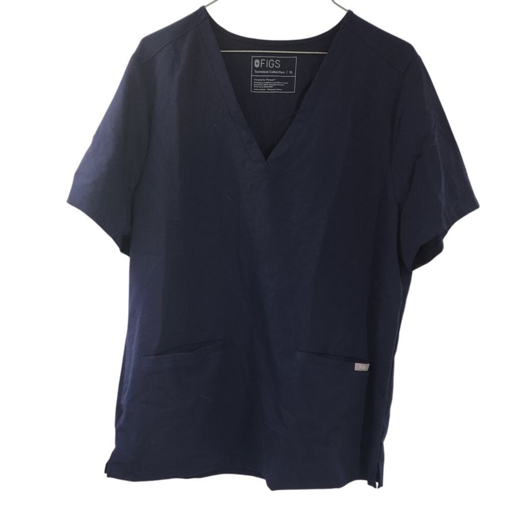 Figs Navy V-Neck Scrub Top
